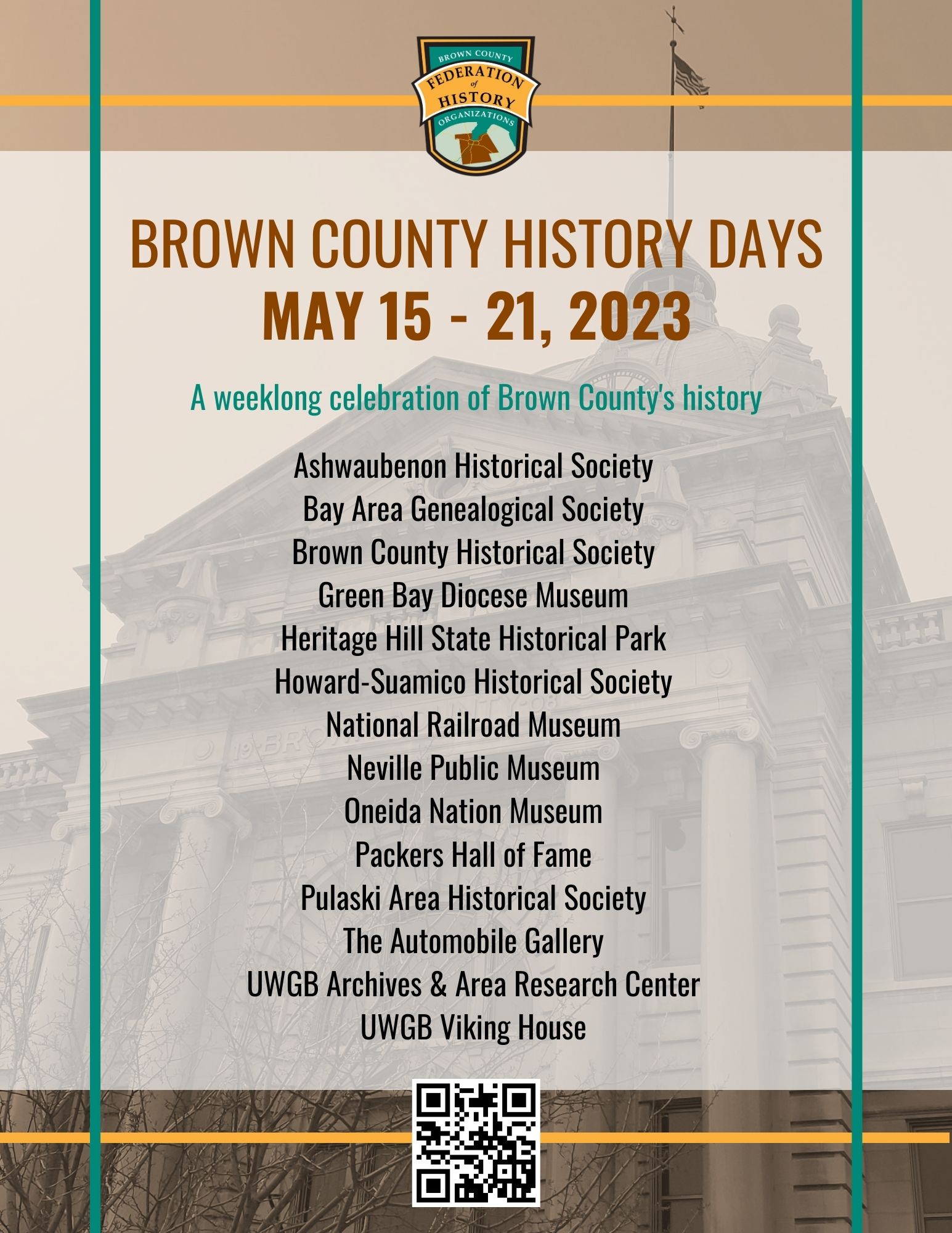 Brown County History Days May 15 to 21st 2023